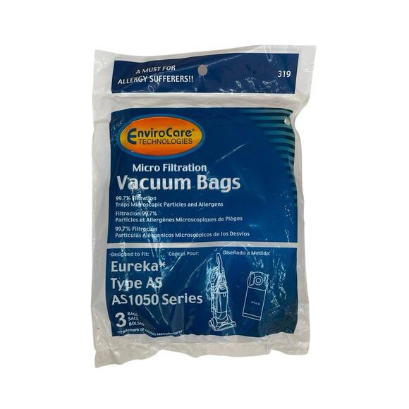 Enviro Care Eureka Type AS AS1050 Series Micro Filtration Vacuum Bags 3 Pack - Picture 1 of 2